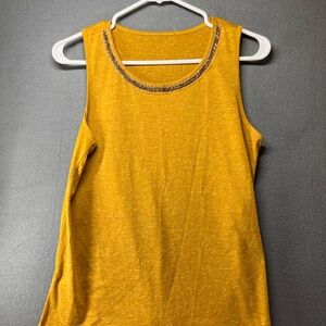 Gold Tank‎ Top with beaded Collar